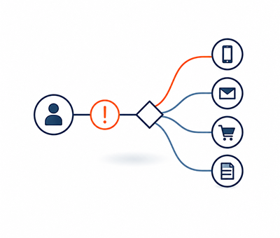 Ein Kundenproblem wird über eine Product-Entscheidung in verbundene digitale Touchpoints übersetzt